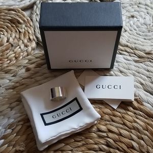 Gucci Sterling Silver Trademark Stripe Ring Band